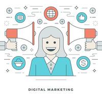 Flat line Business Concept illustration. Modern thin linear stroke icons. vector