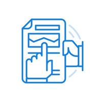 Curve statistics data line icon. Checking and analyzing successful information report. vector