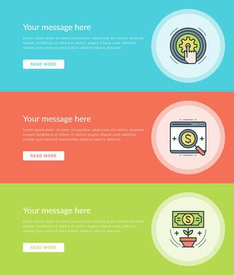 Flat line Business Concept Web Site Banners Set