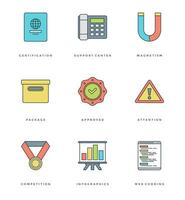 Flat line simple icons set. Thin linear stroke Essentials objects symbols. vector