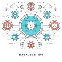 Flat line Global Business Concept. illustration. vector