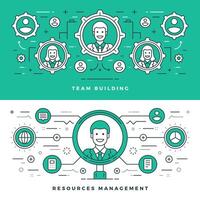 Flat line Team Building and Management. illustration. vector