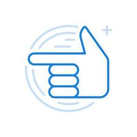 Hand points to left line icon. Direction pointer gesture. vector