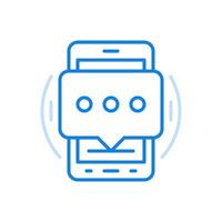Waiting for online message line icon. Conversations via web chat social dialogues on screen vector