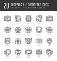 Flat line icons set. Trendy Modern thin linear stroke Shopping and E-Commerce concept vector