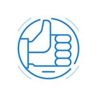 Like symbol in circle line icon. Hand with raised thumb. vector