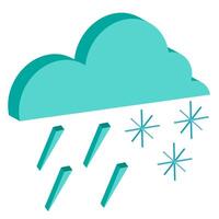 isométrica clima icono lluvia y nieve vector