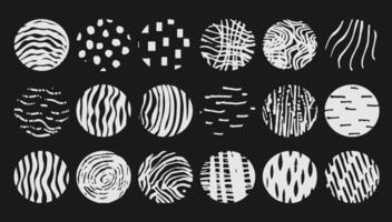 Hand drawn doodle texture set, curvy line ink pen, circle pattern, pencil wave scribble, dots vector