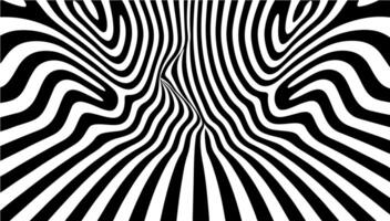 Abstract hypnotic pattern with black-white striped lines. Psychedelic background. Op art, optical illusion. Technology Half tone Pattern Background or modern design, graphic texture vector