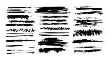 Underline brushstroke set. Collection shape element line and stroke design abstract. Texture divider outline note. Sketch marker border, crayon stripe kit, grunge creative text decoration vector