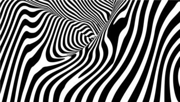 Abstract hypnotic pattern with black-white striped lines. Psychedelic background. Op art, optical illusion. Technology Half tone Pattern Background or modern design, graphic texture vector