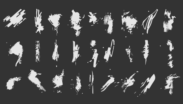Abstract brush stroke black set illustration. Paint grunge shape and texture design graphic design. Line splash drawing template and decoration collection