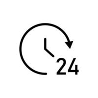 black line icon 24 hours isolated on white background vector