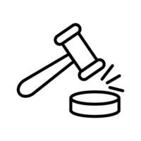 black line icon judge gavel isolated on white background vector