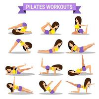 Set of pilates workouts design vector