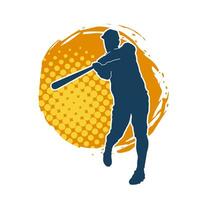 Silhouette of a male baseball batter player in action pose. Silhouette of a man athlete playing baseball sport as a batter. vector