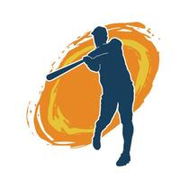 Silhouette of a male baseball batter player in action pose. Silhouette of a man athlete playing baseball sport as a batter. vector