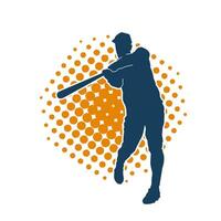 Silhouette of a male baseball batter player in action pose. Silhouette of a man athlete playing baseball sport as a batter. vector