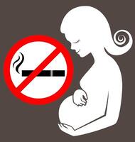 Pregnant women with No smoking sign vector