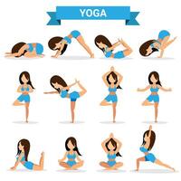 Set of Yoga positions design vector