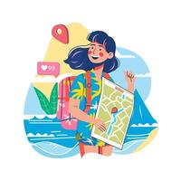 Beauty tourist character illustration design vector