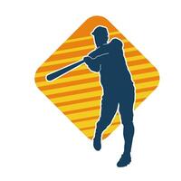 Silhouette of a male baseball batter player in action pose. Silhouette of a man athlete playing baseball sport as a batter. vector