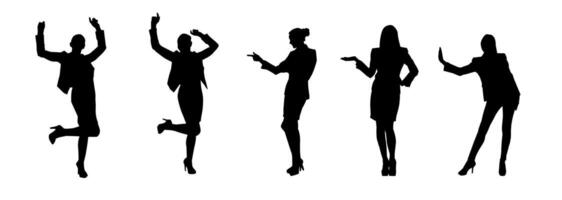 Silhouette collection of business woman in expressive pose vector