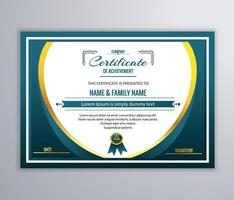 Certificate of Appreciation template, Certificate of achievement, awards diploma, gold certificate of appreciation border template with luxury badge and modern line and shapes. vector