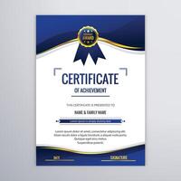 Certificate of Appreciation template, Certificate of achievement, awards diploma, gold certificate of appreciation border template with luxury badge and modern line and shapes. vector