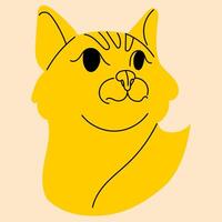 Yellow, fancy cat. Avatar, badge, poster, logo templates, print. illustration in flat cartoon style vector