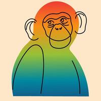 Monkey. Avatar, badge, poster, logo templates, print. illustration in flat cartoon style with Riso print effect. vector