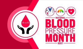 May is National Blood Pressure Month background template. Holiday concept. use to background, banner, placard, card, and poster design template with text inscription and standard color. vector