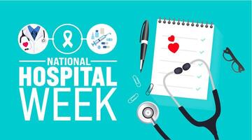 May is National Hospital Week background template. Holiday concept. use to background, banner, placard, card, and poster design template with text inscription and standard color. vector