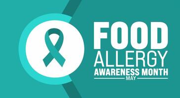 May is Food Allergy Awareness Month background template. Holiday concept. use to background, banner, placard, card, and poster design template with text inscription and standard color. vector