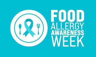 May is Food Allergy Awareness Week background template. Holiday concept. use to background, banner, placard, card, and poster design template with text inscription and standard color. vector