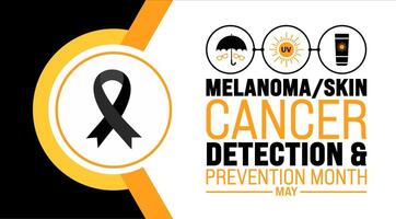 mayo es melanoma piel cáncer detección y prevención mes antecedentes modelo. fiesta concepto. utilizar a fondo, bandera, cartel, tarjeta, y póster diseño modelo con texto inscripción vector