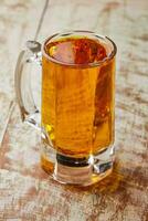 Saffron drink served in mug isolated on table top view of arabic food photo