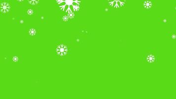 floco de neve queda animação verde tela. Natal flocos de neve animação video