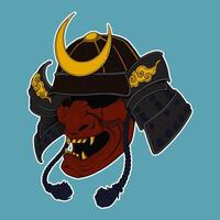 A samurai helmet with a crescent moon on top vector