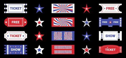 American Independence day stickers and badges, design elements, tickets and banners. Decorative labels. vector