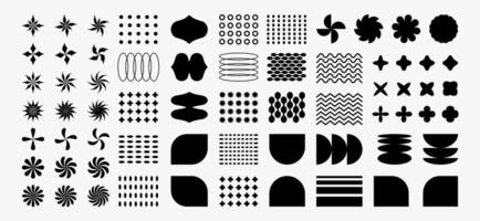 Y2k abstract shapes and figures. decorative elements for graphic design, trendy brutalist forms in 2000s aesthetics. vector