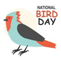 A cute bird on a white background. National Bird Day. flat. hand drawing style. vector