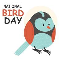 A cute bird on a white background. National Bird Day. flat. hand drawing style. vector