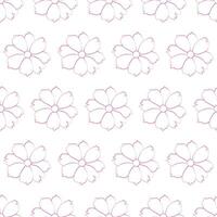 Seamless pattern. Hand drawn continuous line drawing of cosmos flowers. illustration. vector