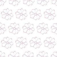 Seamless pattern. Hand drawn continuous line drawing of cosmos flowers. illustration. vector