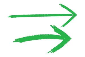 mano dibujado verde flecha formas en blanco antecedentes vector