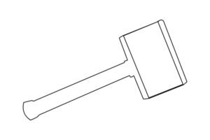 Hammer outline . Continuous line drawing of a hammer. vector