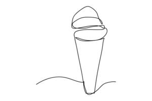 Continuous line drawing of ice cream. Summer food. Ice cream . vector