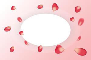 Realistic red rose petals with mockup, frame, for card, march 8, birthday, mother's day vector