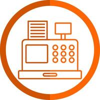 Cash Register Line Orange Circle Icon vector